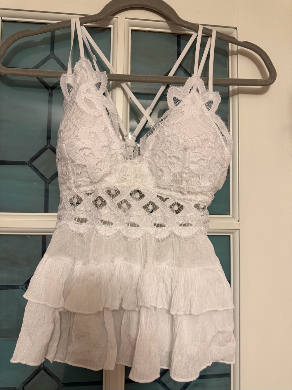 Anemone White Lace Tiered Babydoll Chemise